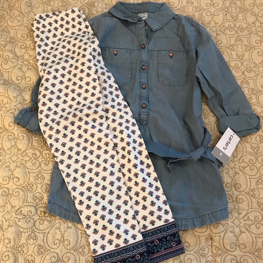NWT Carters Size 6 Jean top & Leggings set